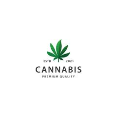 Cannabis hipster vintage logo design template vector icon illustration
