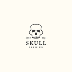 Skull hipster vintage logo design template vector icon illustration