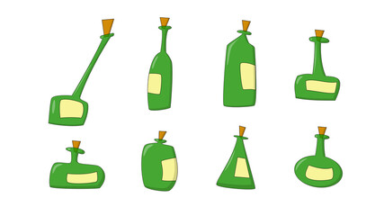 green glass bottle set vector transparent 