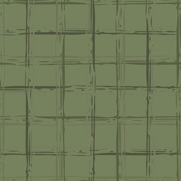 Linear geometric stripe seamless vector pattern background. Coarse painterly brush stroke striped backdrop. Hand drawn painted parallel horizontal loose monochrome sage green repeat for texture blend.