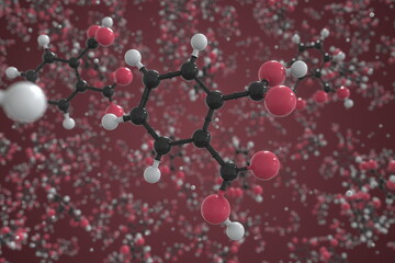 Phthalic acid molecule made with balls, conceptual molecular model. Chemical 3d rendering