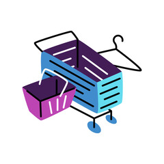 Empty cart. Vector icon in bold line style