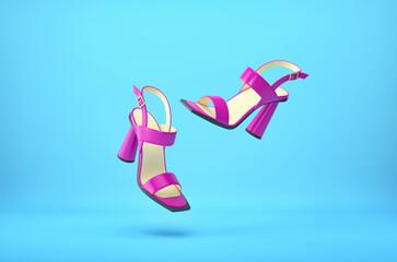 Female summer vivid purple high heels shoes. Clipping path included