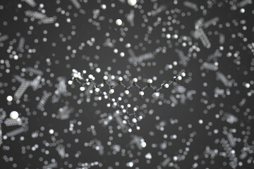 Dodecylbenzene molecule, conceptual molecular model. Chemical 3d rendering