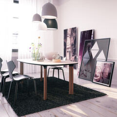 Modern Table Set With Decor By Day (focus) - 3D Visualization
