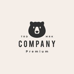 bear head hipster vintage logo vector icon illustration