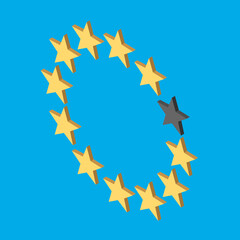 Brexit, EU separation concept. Great Britain isometric star faded on Euro Union flag. Europe politics. Flat design. EPS 8 vector illustration, no transparency, no gradients