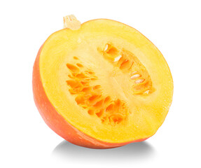 half  juicy pumpkin isolated on white