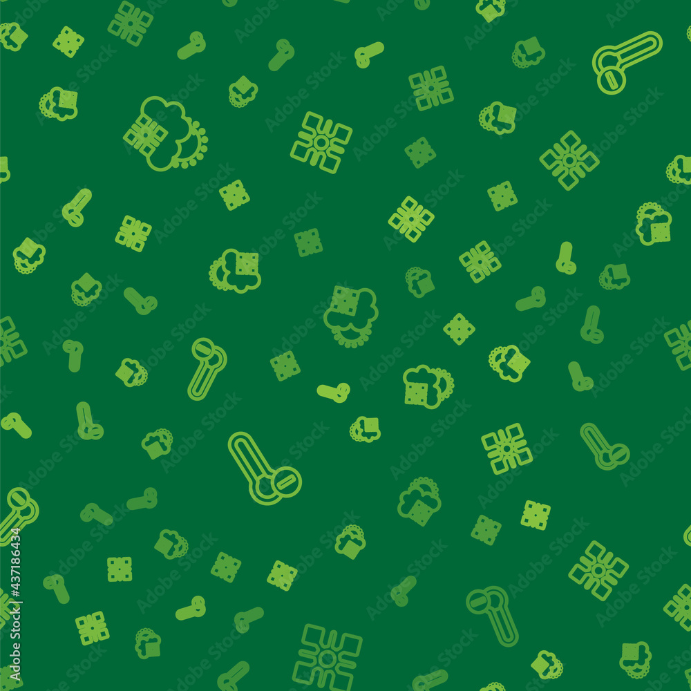 Aufkleber set line cloud with snow and sun, meteorology thermometer and snowflake on seamless pattern. vector