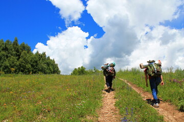 hiking in the mountains