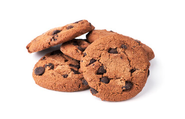 Chocolate chip cookie isolated on white background