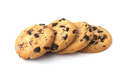 Chocolate chip cookie isolated on white background