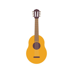 Obraz premium Classic acoustic guitar flat style vector illustration isolated on white background