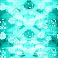 Chinoiserie Flowers Silhouette Pastel Seamless Pattern Trendy Fashion Colors Perfect for Fabric Print