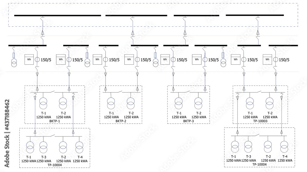 Wall mural electric wiring diagram for power transformers