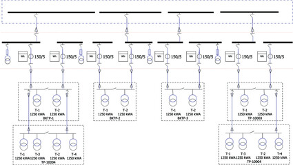 Electric wiring diagram for power transformers	