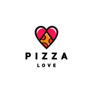 Logo design vector combination Love And Pizza for restaurant, cafe and food etc.