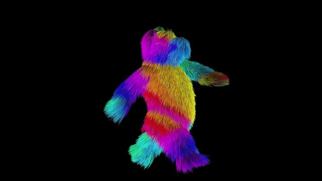 ANIMATION - A colorful and furry monster character walking with an attitude