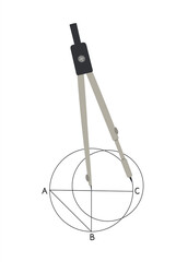 Vector illustration of the compass, and drawn geometric shapes. Hand-drawn stationery set in flat style. The concept of objects for learning, office supplies, drawing. School, geometry tools.