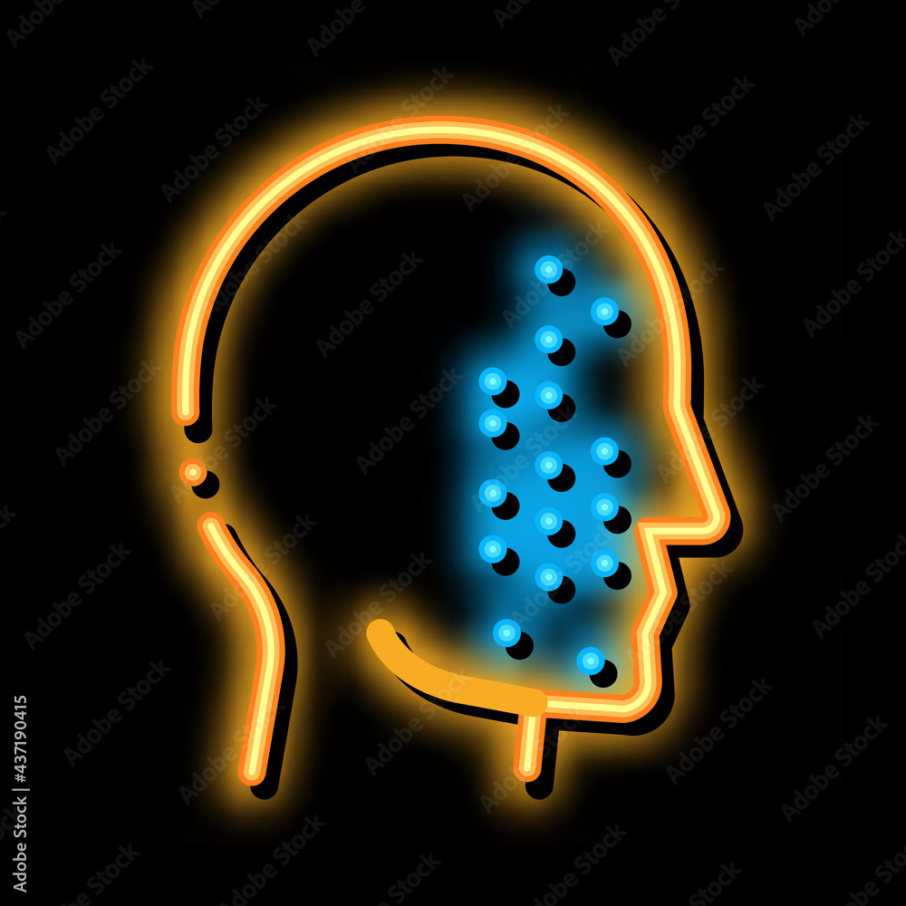 Sticker Face Part Scan neon light sign vector. Glowing bright icon Face Part Scan sign. transparent symbol illustration