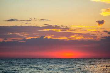 Horizon on the sea at sunset.