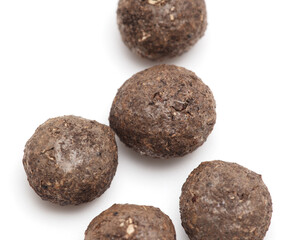 Rabbit excrement isolated over white