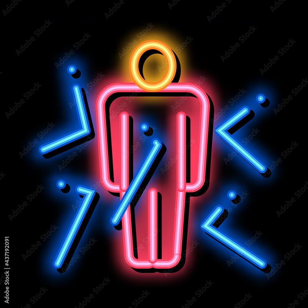 Canvas Prints bulletproof person man neon light sign vector. glowing bright icon bulletproof person man sign. tran