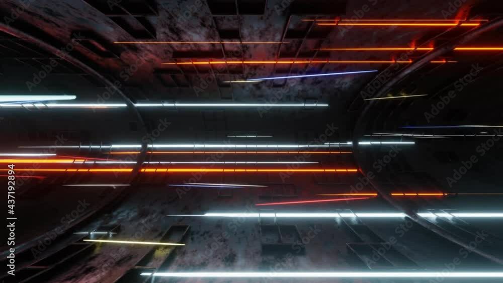 Aufkleber technology glowing plasma engine tube tunnel alien spaceship background 3d rendering