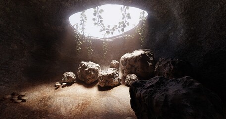 Realistic 3D Render of Cave