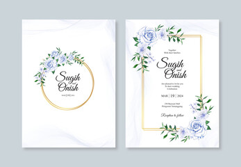Beautiful wedding invitation template with watercolor flower