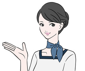 笑顔で案内をする女性