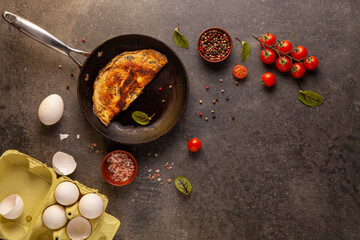 Preparations for breakfast made up of eggs.