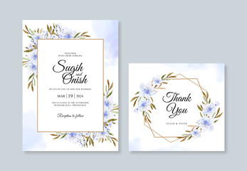wedding card invitation template with watercolor floral