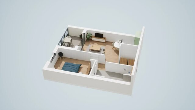 studio moderne_ vid&eacute;o en plan 3d &agrave; 360 &deg;