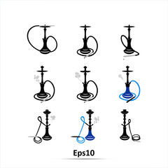 Set of vector of hookahs. EPS10