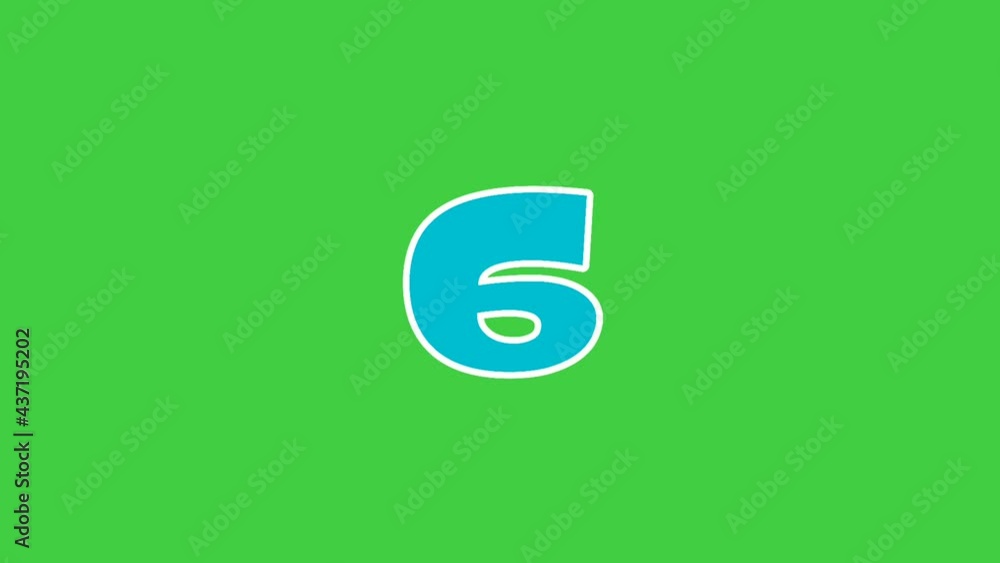 Poster flat cartoon countdown colorful number ten to one animation on green screen background. 4k timer con