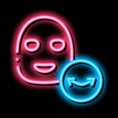 Obraz premium Wrinkle Face Mask neon light sign vector. Glowing bright icon Wrinkle Face Mask sign. transparent symbol illustration