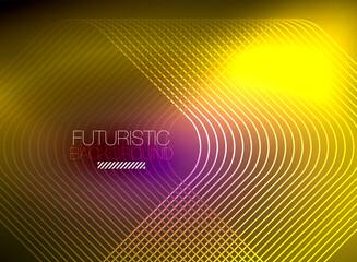 Neon color square shape lines abstract background. Shiny magic energy and motion concept, vector abstract wallpaper background