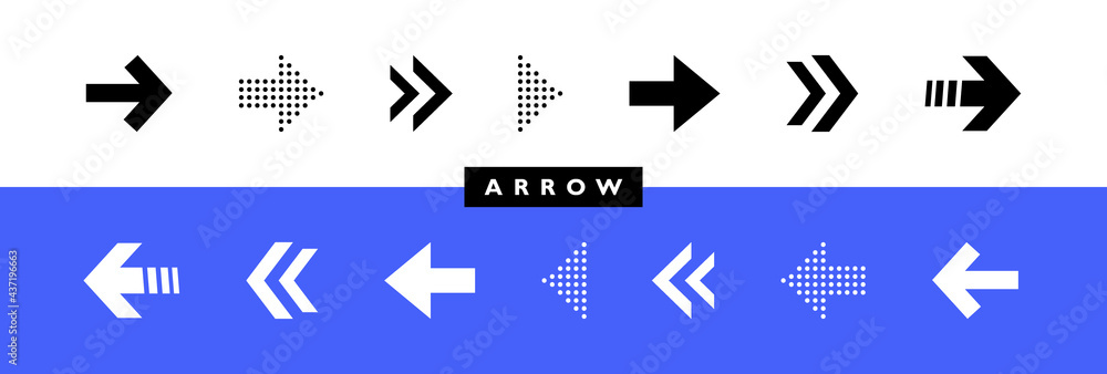 Poster super set different arrows mark. collections arrows pointers. flat style vector illustration