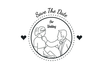 circle moment illustration Wedding Couple romantic posture line 
