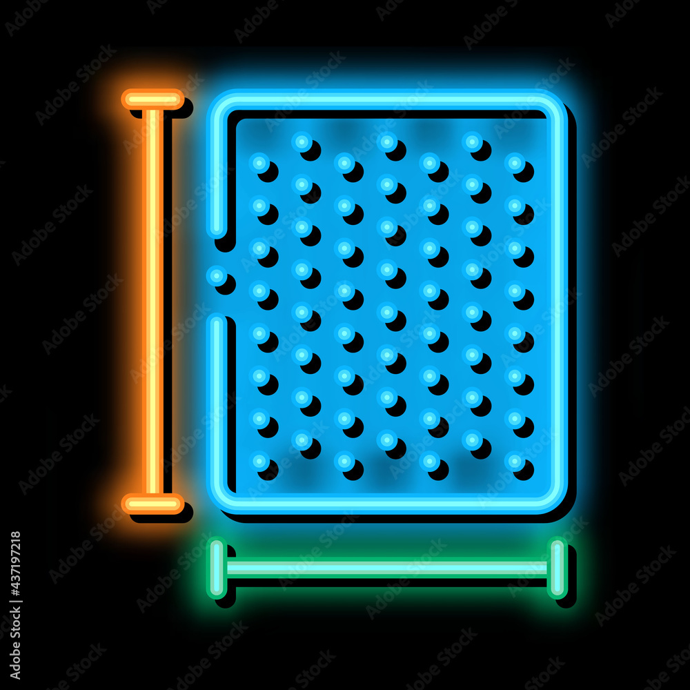 Poster mattress width length neon light sign vector. glowing bright icon mattress width length sign. transp