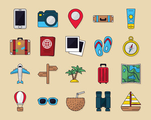 travelling icon set