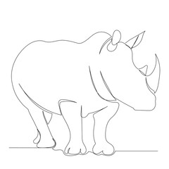 rhino one line drawing isolated