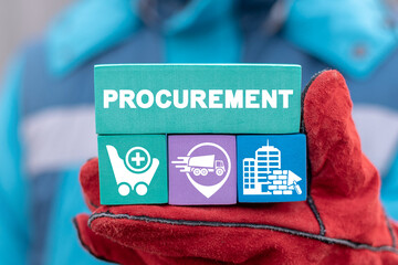 Concept of procurement production. Procure Supply Delivery Industry Construction Management.
