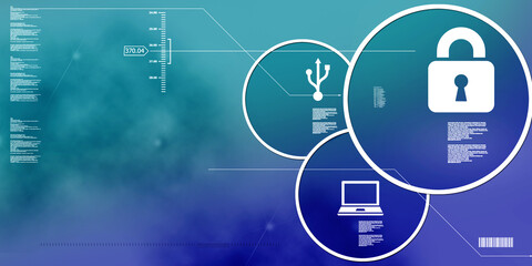 2d illustration Safety concept: Closed Padlock on digital background
