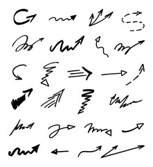 Vector set of hand-drawn arrows, elements for presentation