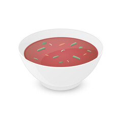 Tomato soup borsch concept. Colored vector illustration. Isolated on white background.