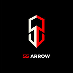 black and red arrow logo , abstract arrow logo for brands and companies