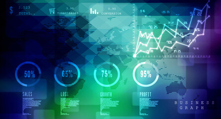 2d rendering Stock market online business concept. business Graph 