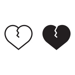 Broken heart vector icon. Bad health pictogram.